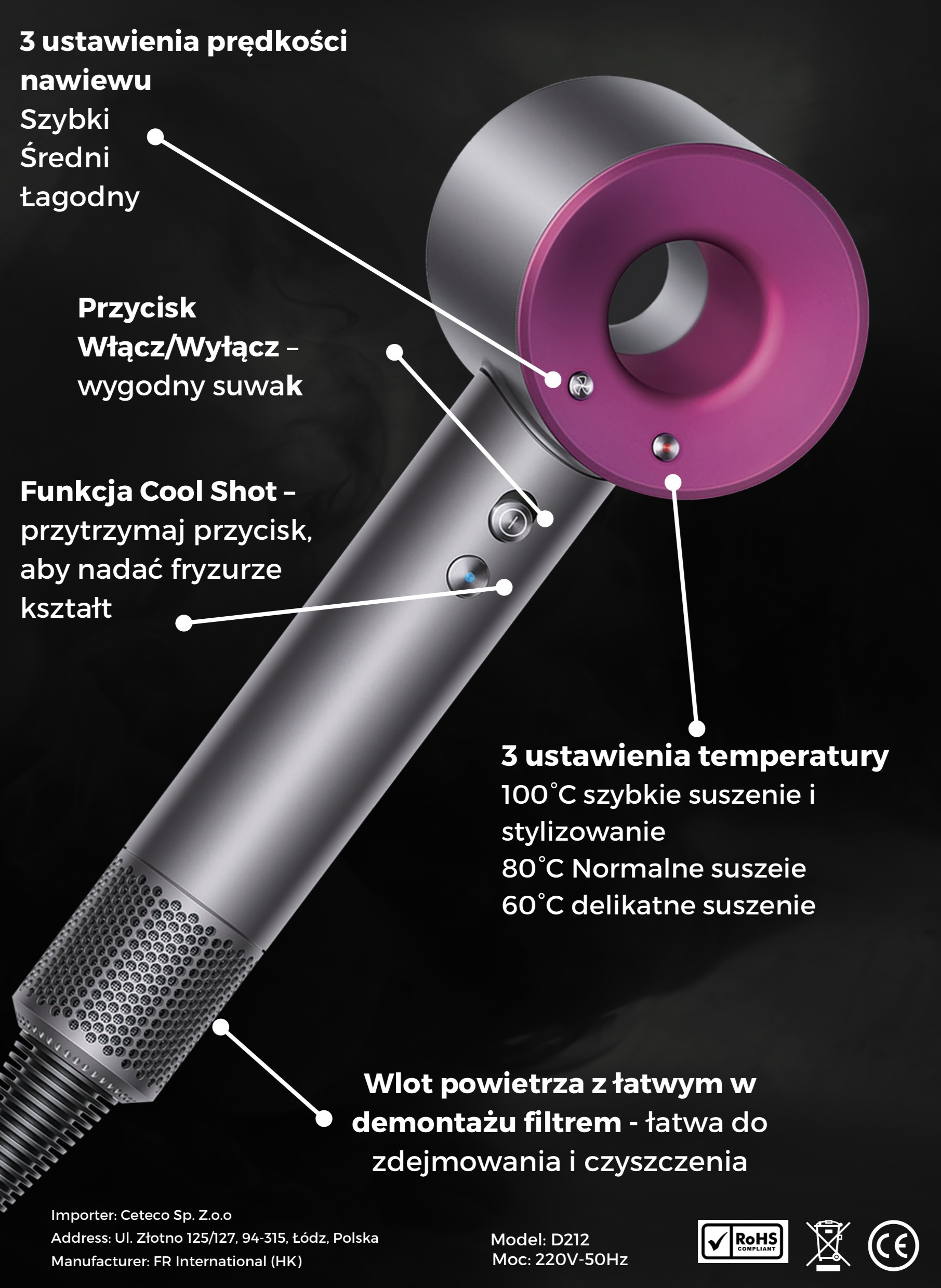 SUSZARKA DO WŁOSÓW D212 - obrazek 4